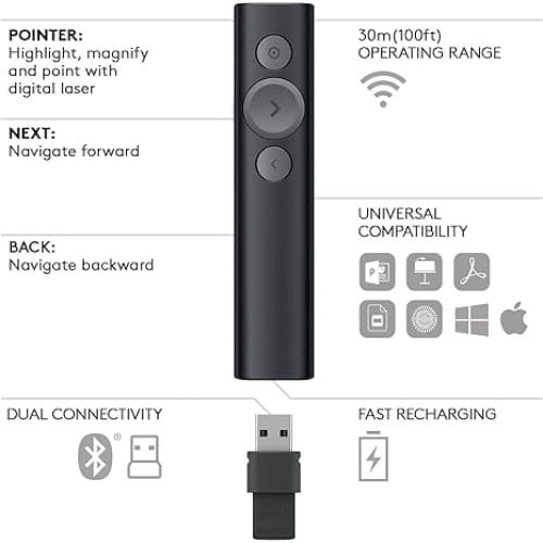 Logitech Spotlight Presentation Remote - Remote Control, Lighting