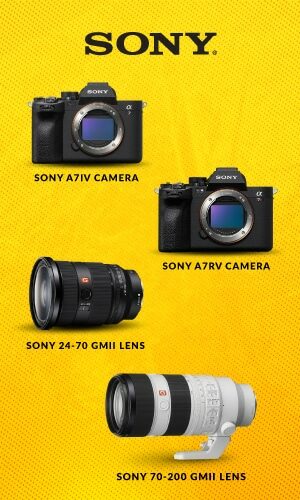 Sony Mobile banner with sony cameras and lenses